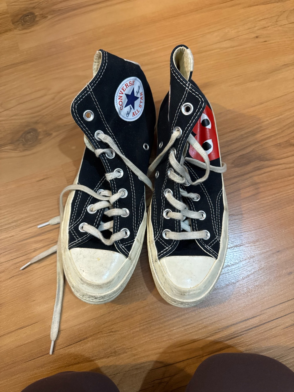 Comme des Garcons Black High-Top Sneakers with Red Heart Detail